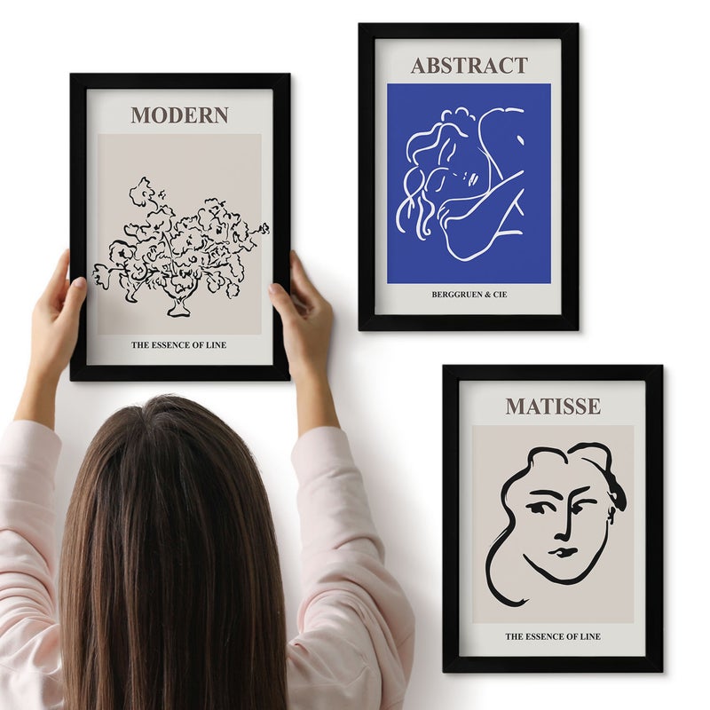 Galeria ścienna 3-częściowy komplet obrazów w czarnych ramach - Postery w stylu nowoczesnym i abstrakcyjnym Henri Matisse - ArtPrintCave