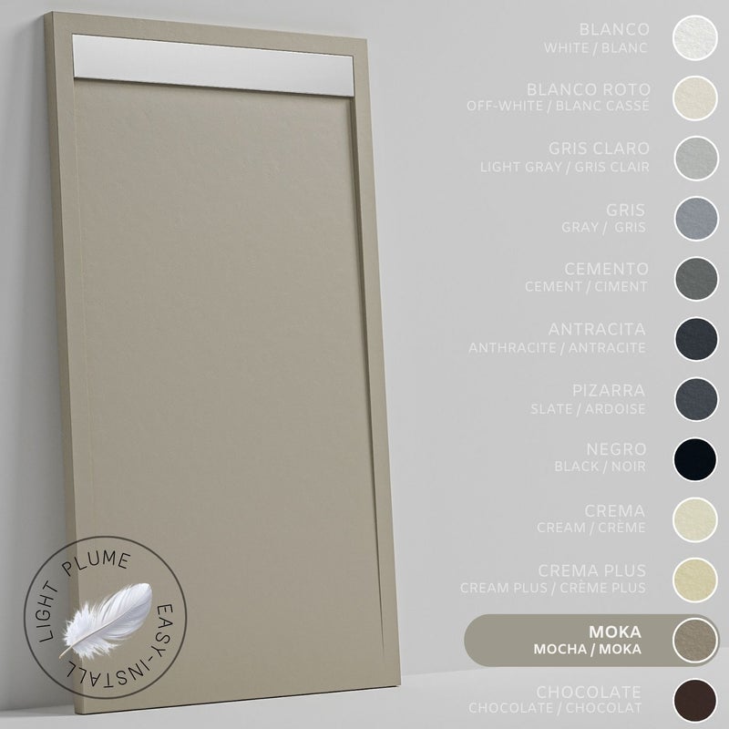 SOULHOME Lekki Brodzik z Żywicy tekstura Łupka – Moka- 100x90- Niski 3cm– Ruszt INOX