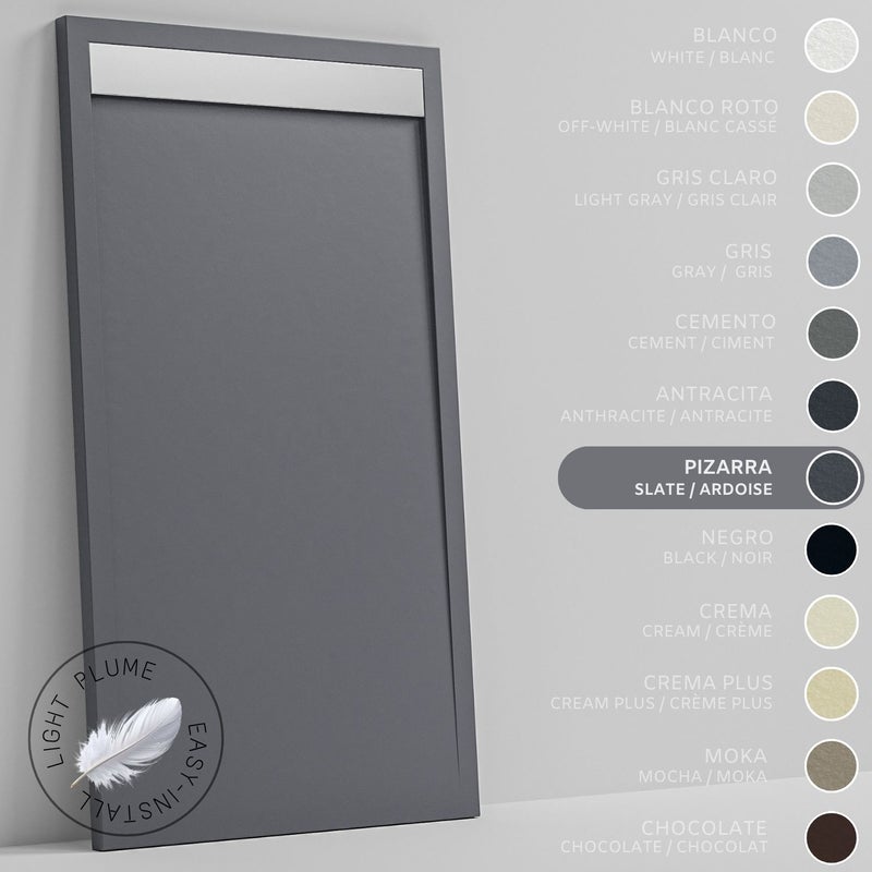 SOULHOME Lekki Brodzik z Żywicy tekstura Łupka – łupkowy- 150X70- Niski 3cm– Ruszt INOX