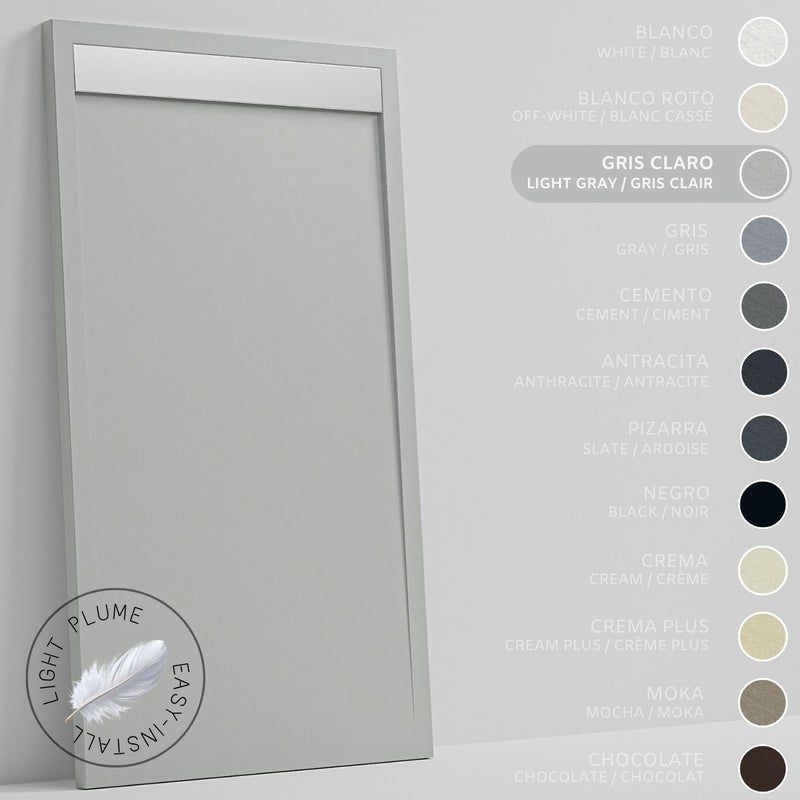 SOULHOME Lekki Brodzik z Żywicy tekstura Łupka – jasnoszary- 180x80- Niski 3cm– Ruszt INOX