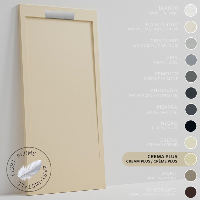 SOULHOME Lekki Brodzik z Żywicy tekstura Łupka – intensywnie kremowy- 170X70- Niski 3cm– Elegancki