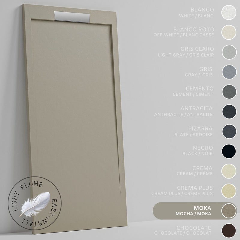 SOULHOME Lekki Brodzik z Żywicy tekstura Łupka – Moka- 180X70- Niski 3cm– Elegancki