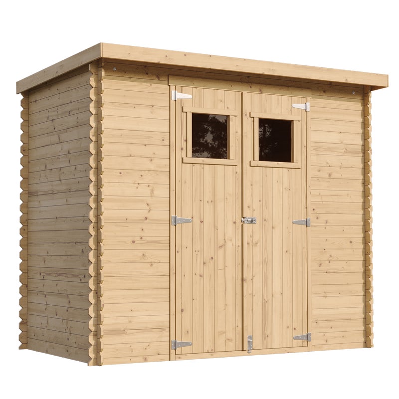 Drewniana altana ogrodowa - 239 x 144 x wys. 200 cm/2,6 m² - Mały drewniany domek, szopa na narzędzia, przechowalnia rowerów - TIMBELA M310