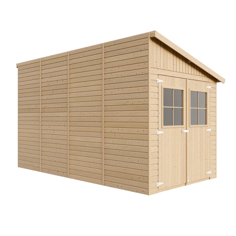 Drewniana altana ogrodowa 8 m² - Domek z oknami - wys. 244 x 416 x 218 cm - Konstrukcja z paneli z naturalnego drewna - TIMBELA M340A