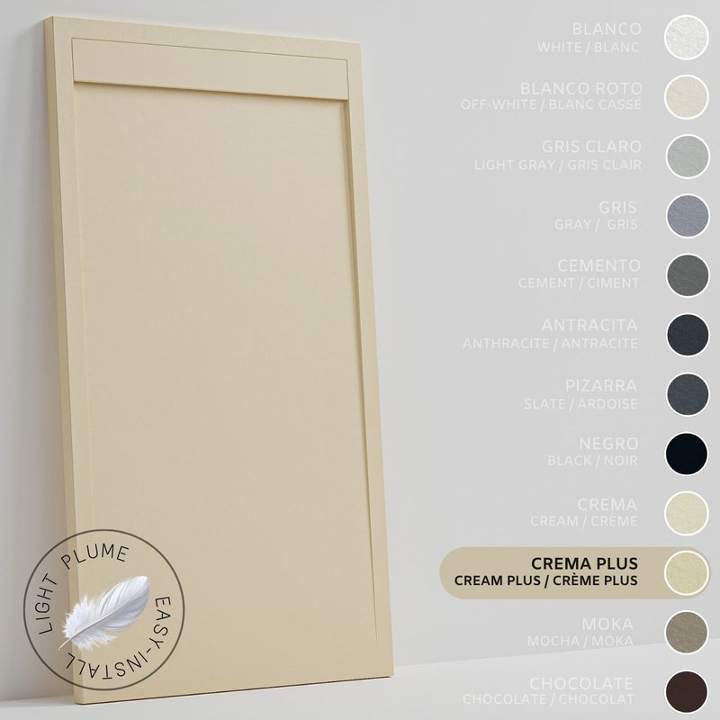 SOULHOME Lekki Brodzik z Żywicy tekstura Łupka – intensywnie kremowy- 200X70- Niski 3cm– Minimalistyczny