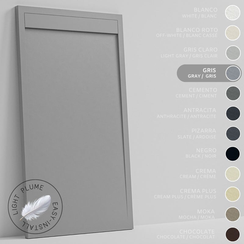 SOULHOME Lekki Brodzik z Żywicy tekstura Łupka – szary- 150x80- Niski 3cm– Minimalistyczny