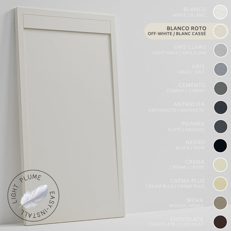 SOULHOME Lekki Brodzik z Żywicy tekstura Łupka – złamana biel- 90x80- Niski 3cm– Minimalistyczny