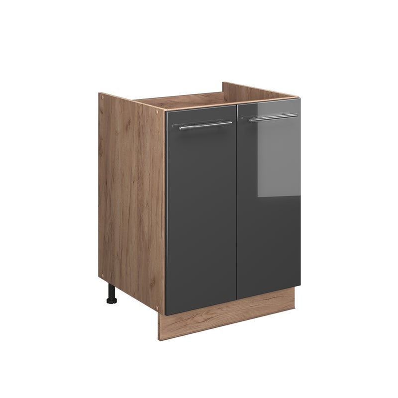 Vicco Szafka pod zlew Fame-Line, Antracyt połysk/Dąb goldkraft, 60 cm