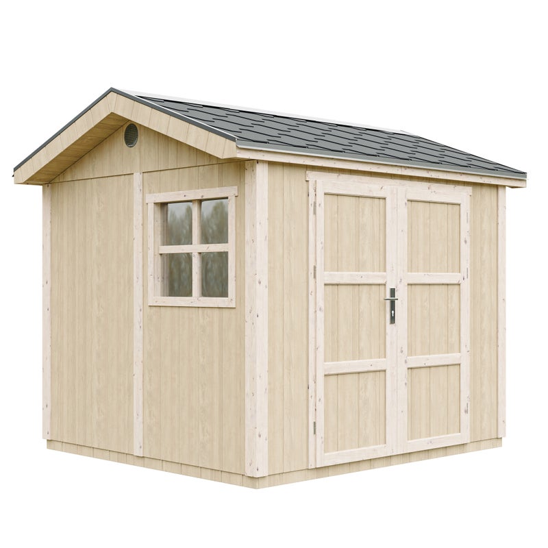 LP® SmartSide® drewniany domek ogrodowy premium z podłogą i gontem bitumicznym 250 × 294 × 252 cm – 5,9 m² – TIMBELA M913A