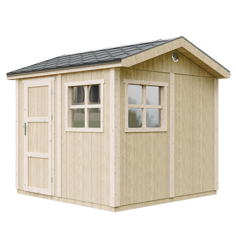LP® SmartSide® drewniany domek ogrodowy premium z podłogą i gontem bitumicznym 250 × 294 × 252 cm – 5,9 m² – TIMBELA M913