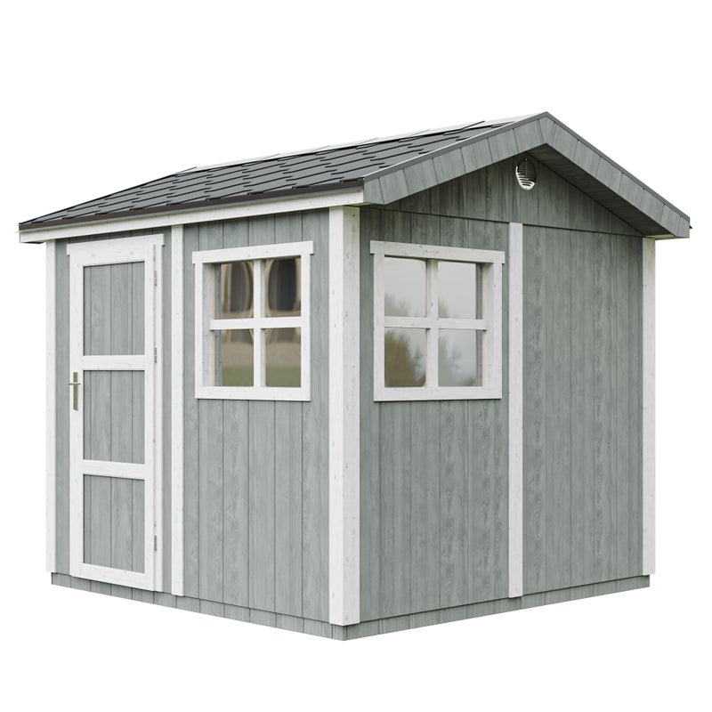 LP® SmartSide® drewniany domek ogrodowy premium z podłogą i gontem bitumicznym 250 × 294 × 252 cm – 5,9 m² – TIMBELA M913-CAVERN STEEL