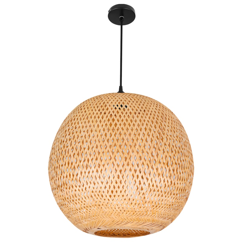 Lampa wisząca żyrandol LED E27 Boho 40cm oprawa sufitowa pleciona bambusowa brąz MasterLED