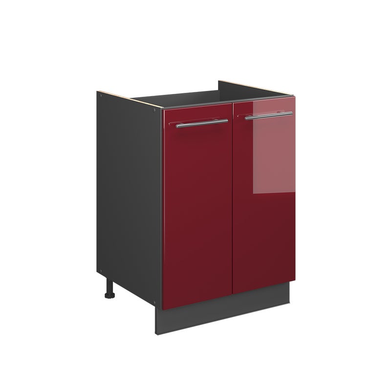 Vicco Szafka pod zlew Fame-Line, Bordowy wysoki połysk/Antracyt, 60 cm