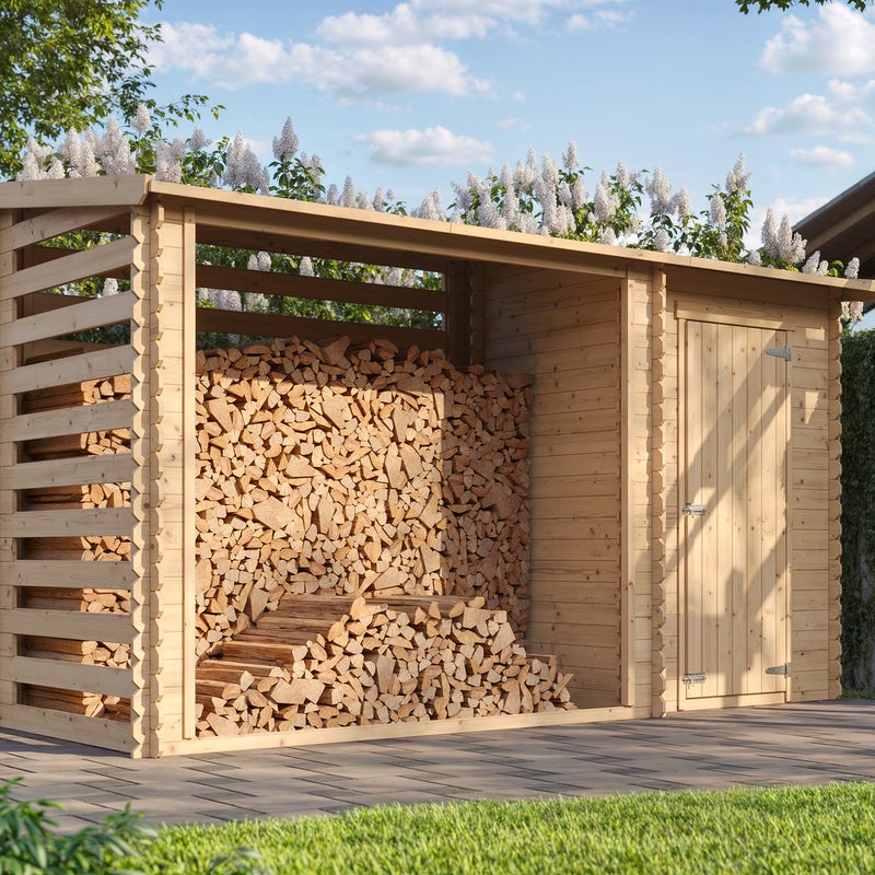 Domek ogrodowa 1,1 m2 + Domek drewniany 3,8 m3 - Domek ogrodowa z dachem wodoodpornym - H199 x 348 x 146 cm - TIMBELA M205