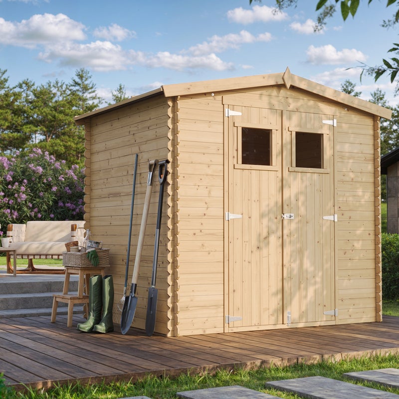 Drewniany domek ogrodowy- 4,33 m² schowek ogrodowy do przechowywania z ścianami 19 mm, podłogą LP ProStruct i podwójnymi drzwiami, TIMBELA M369+M369G