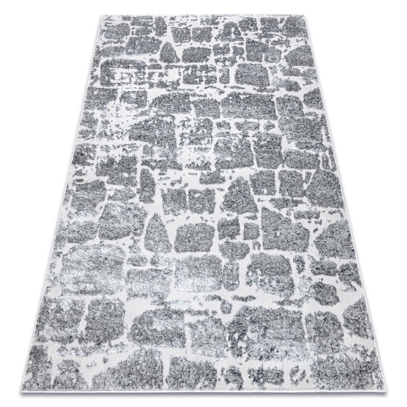 Dywan MEFE nowoczesny 6184 Kostka brukowa cegła - Strukturalny, dwa poziomy runa ciemnoszary 160x220 cm