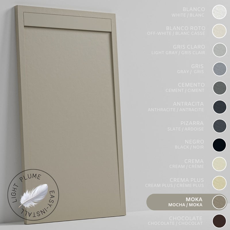 SOULHOME Lekki Brodzik z Żywicy tekstura Łupka – Moka- 140X70- Niski 3cm– Minimalistyczny