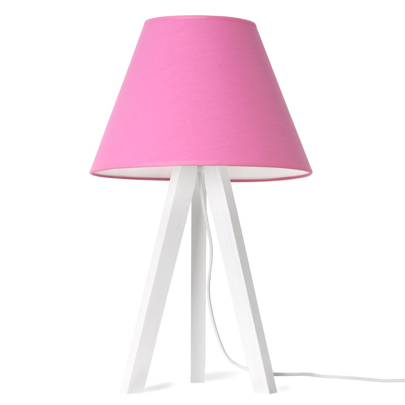Lampa nocna stołowa Pastel trójnóg biały 1xE27 abażur różowy Light Home LH