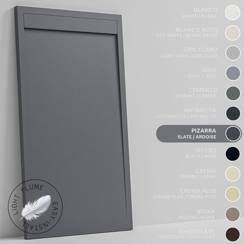SOULHOME Lekki Brodzik z Żywicy tekstura Łupka – łupkowy- 130X70- Niski 3cm– Minimalistyczny