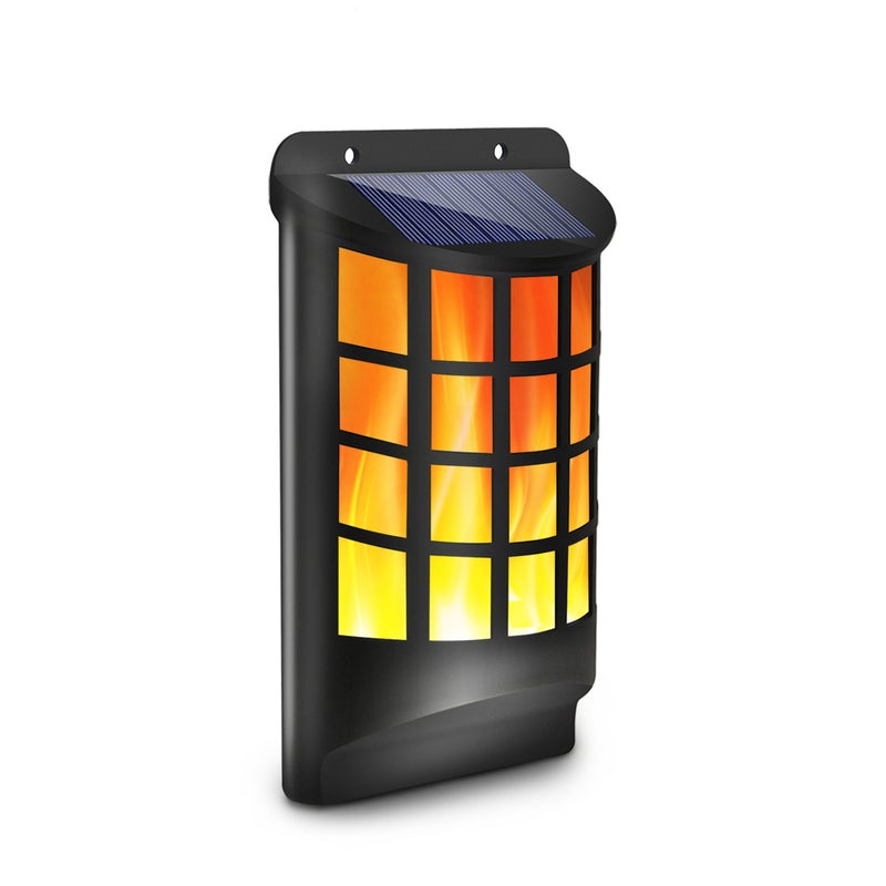 Lampa solarna z efektem płomienia 66 LED, wodoodporna, ścienna, do ogrodu.