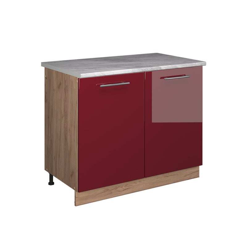 Vicco Szafka pod zlew Fame-Line, Bordowy wysoki połysk/Dąb goldkraft, 100 cm, BP Marmur