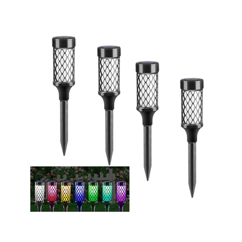 Lampa solarna ogrodowa 4szt, LED, automatyczne włączanie, kolorowe, IP65, do patio.