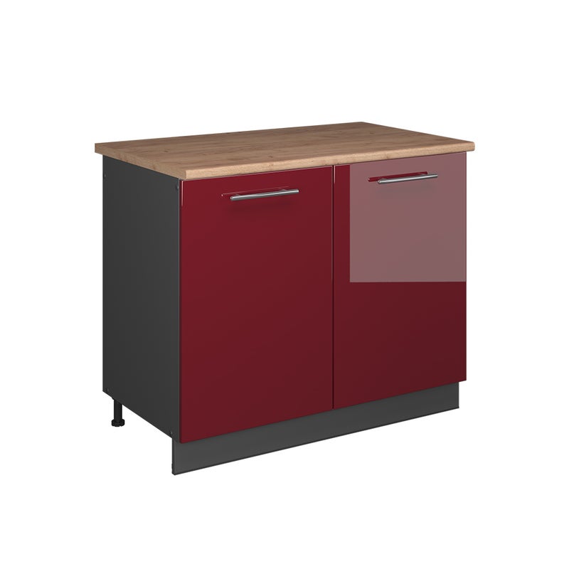 Vicco Szafka pod zlew Fame-Line, Bordowy wysoki połysk/Antracyt, 100 cm, BP Dąb