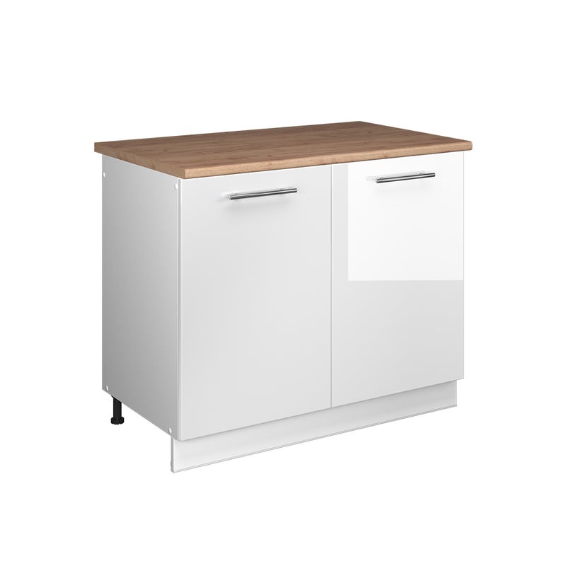 Vicco Szafka pod zlew Fame-Line, Biały wysoki połysk/Biały, 100 cm, BP Dąb