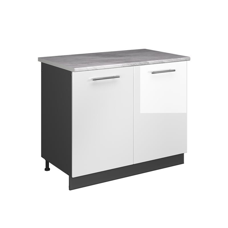 Vicco Szafka pod zlew Fame-Line, Biały wysoki połysk/Antracyt, 100 cm, BP Marmur