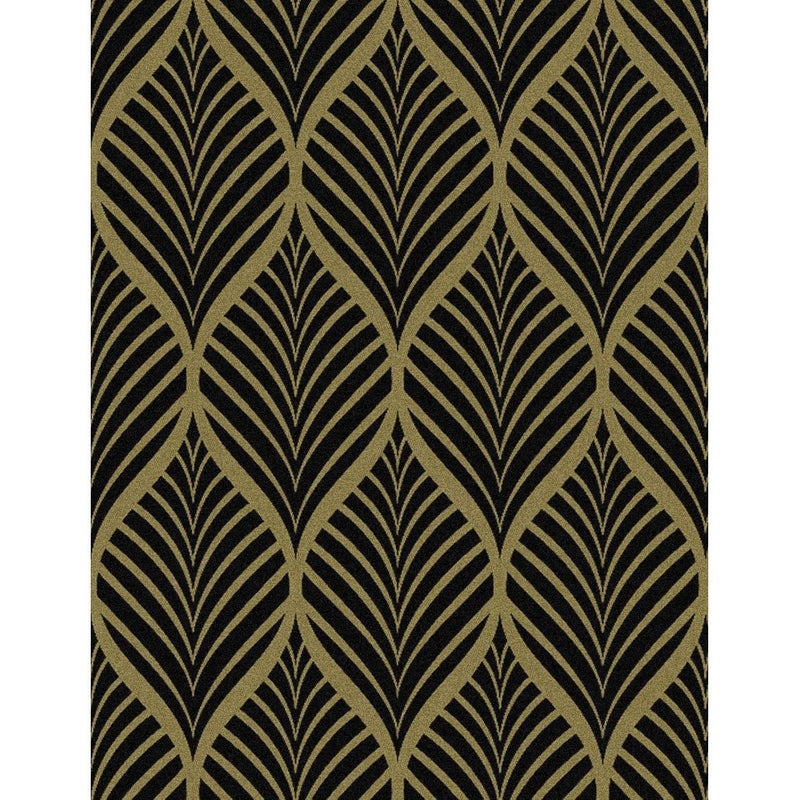 Samoprzylepna tapeta z nowoczesnym, minimalistycznym wzorem geometrycznym, 44,5 x 300 cm, odpowiednia na meble lub do kuchni (czarno-złota).