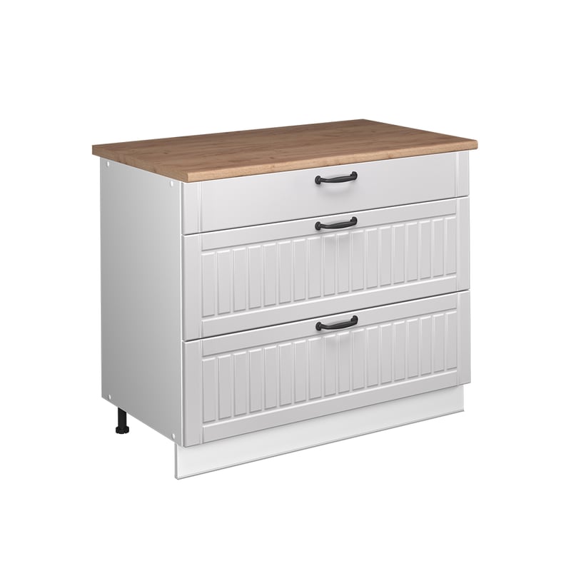 Vicco Szafka dolna Fame-Line, Biały rustykalny/Biały, 100 cm, BP Dąb