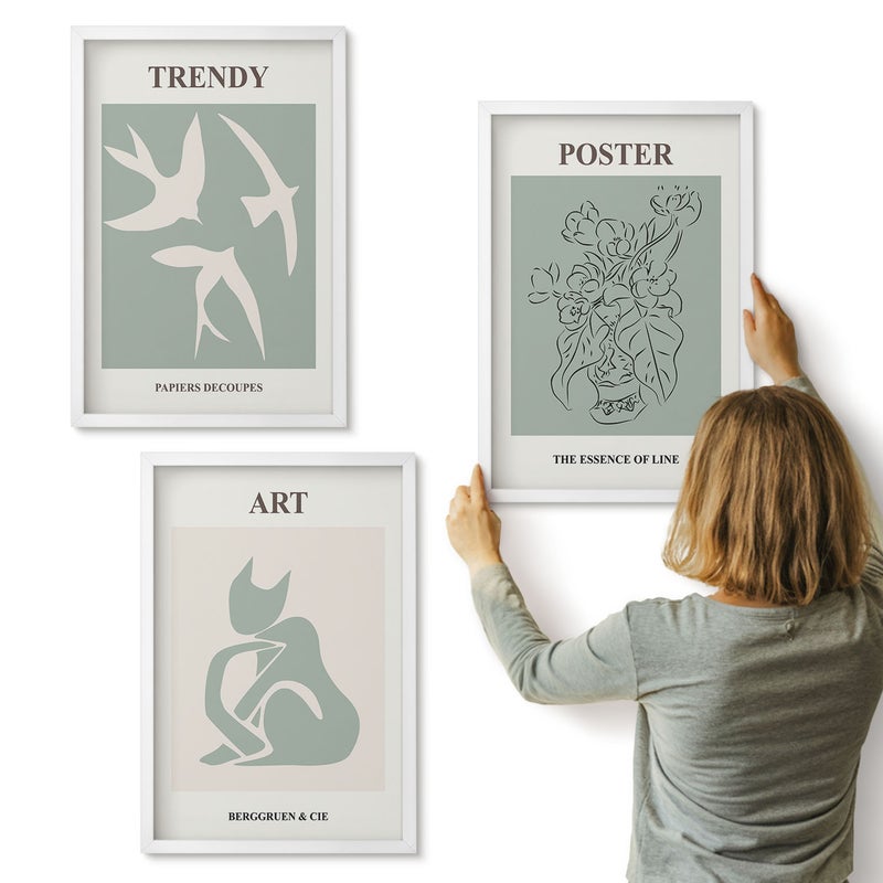 Galeria ścienna 3-częściowy komplet obrazów w białych ramach - Stylowe ilustracje Henri Matisse - ArtPrintCave