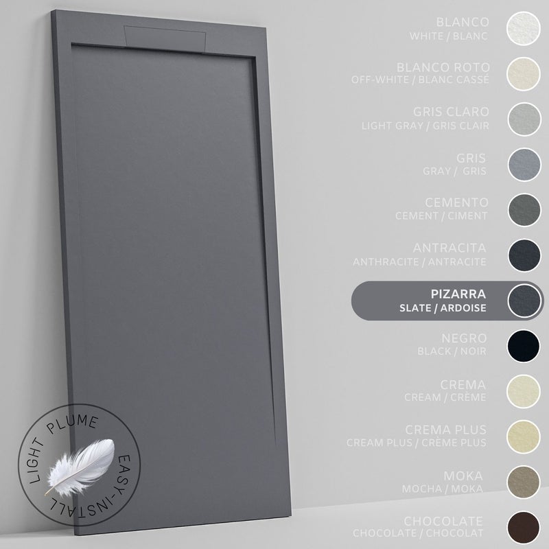 SOULHOME Lekki Brodzik z Żywicy tekstura Łupka – łupkowy- 110x80- Niski 3cm– Elegancki SAME