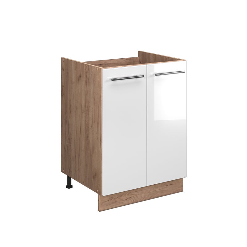 Vicco Szafka pod zlew Fame-Line, Biały wysoki połysk/Dąb goldkraft, 60 cm