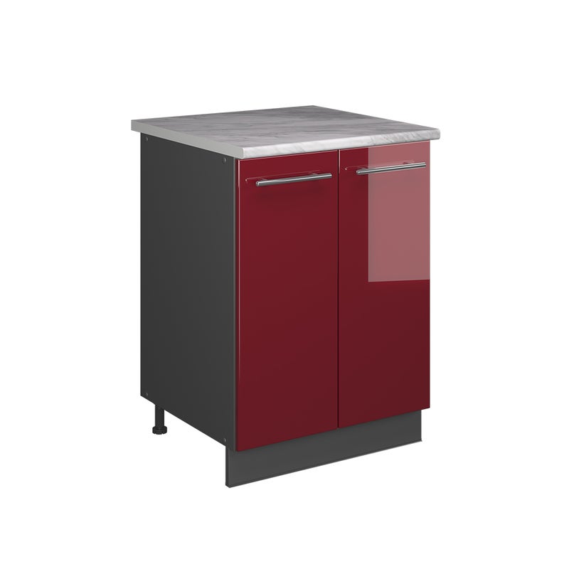 Vicco Szafka pod zlew Fame-Line, Bordowy wysoki połysk/Antracyt, 60 cm