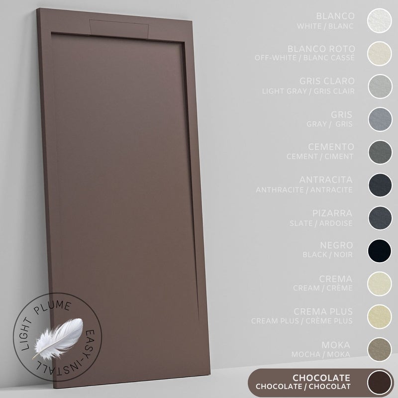SOULHOME Lekki Brodzik z Żywicy tekstura Łupka – czekoladowy- 100x80- Niski 3cm– Elegancki SAME