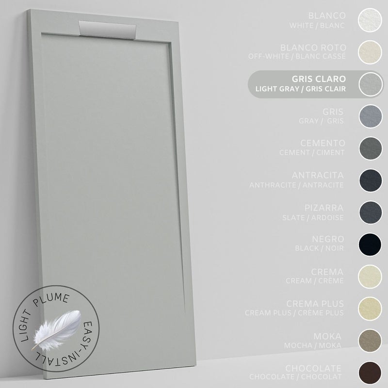 SOULHOME Lekki Brodzik z Żywicy tekstura Łupka – jasnoszary– 130x90- Niski 3cm– Elegancki