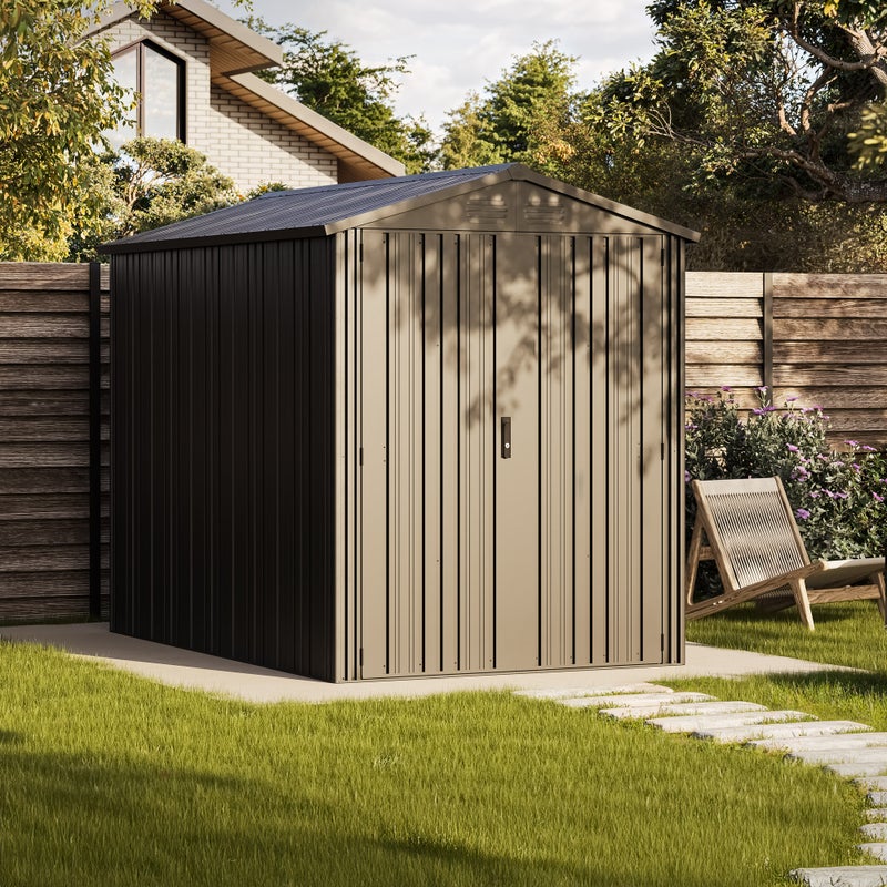 Domek narzędziowy metalowy Pioneer Y50 4,30 m², 168x256x200 cm, wzmocnione podwójne drzwi, zamek, antykorozyjny, odporny na pogodę