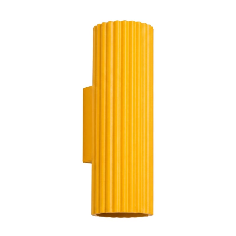 Kinkiet ścienny nowoczesny żółty ryflowana tuba góra dół 2xGU10 10W KARBON Sollux Lighting
