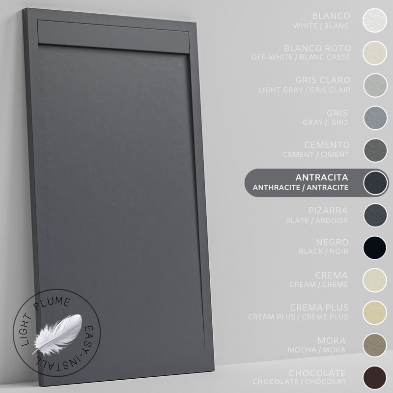 SOULHOME Lekki Brodzik z Żywicy tekstura Łupka – antracytowy- 150x90- Niski 3cm– Minimalistyczny
