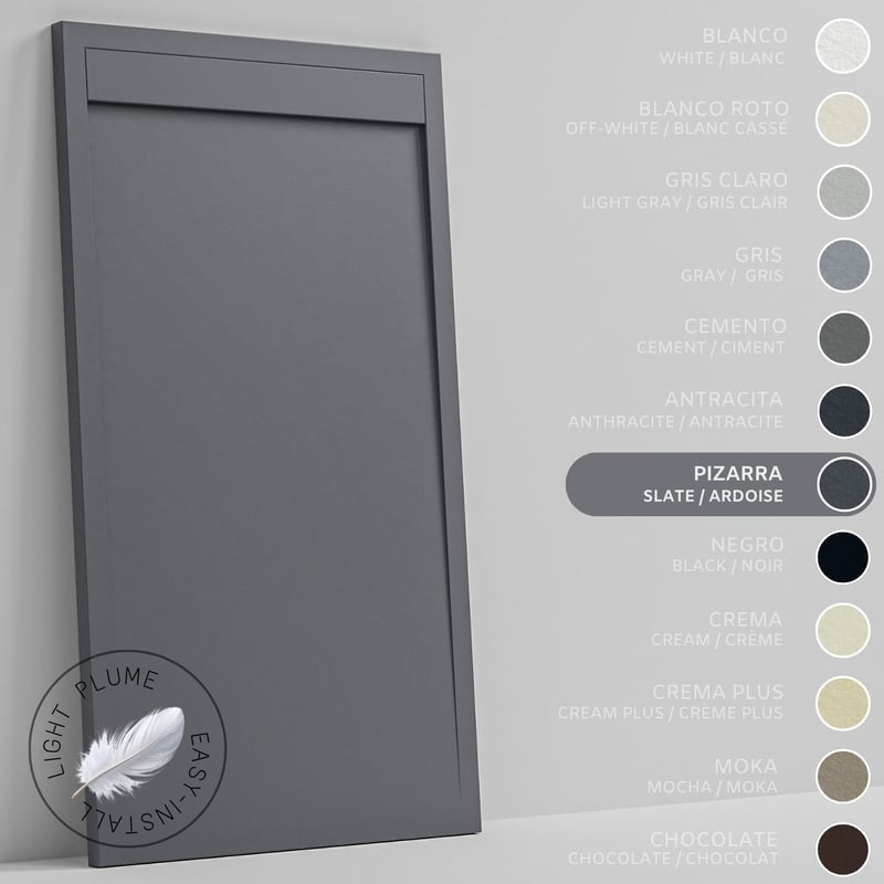 SOULHOME Lekki Brodzik z Żywicy tekstura Łupka – łupkowy- 90x70- Niski 3cm– Minimalistyczny