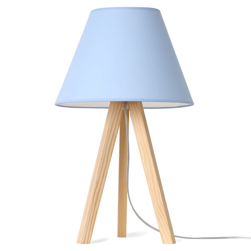 Lampa nocna stołowa Pastel trójnóg naturalny 1xE27 abażur błękitny Light Home LH