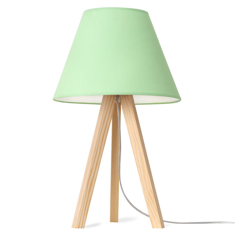 Lampa nocna stołowa Pastel trójnóg naturalny 1xE27 abażur zielony Light Home LH
