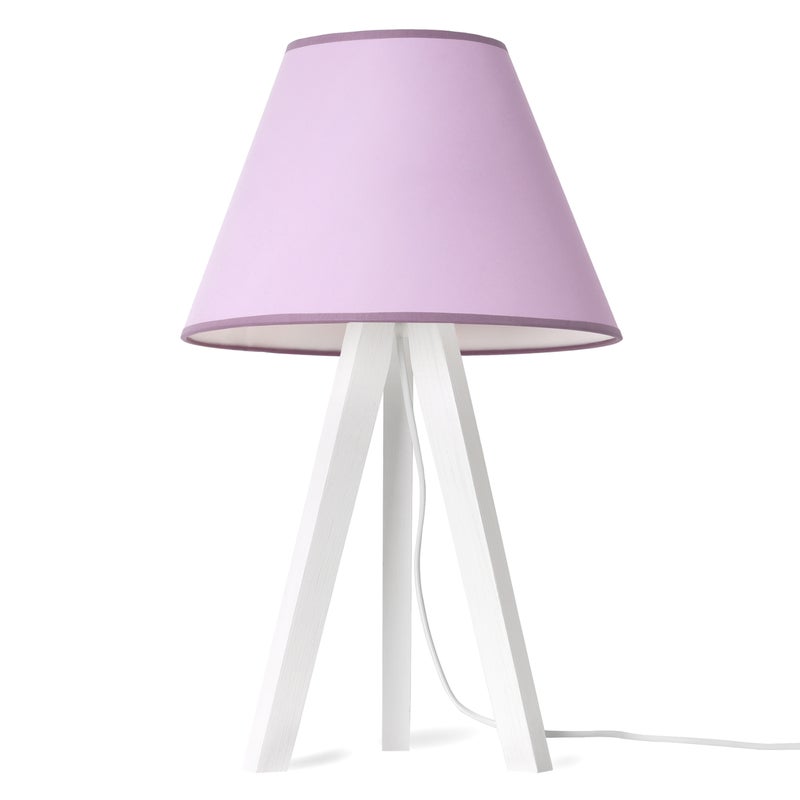 Lampa nocna stołowa Pastel trójnóg biały 1xE27 abażur fioletowy Light Home LH