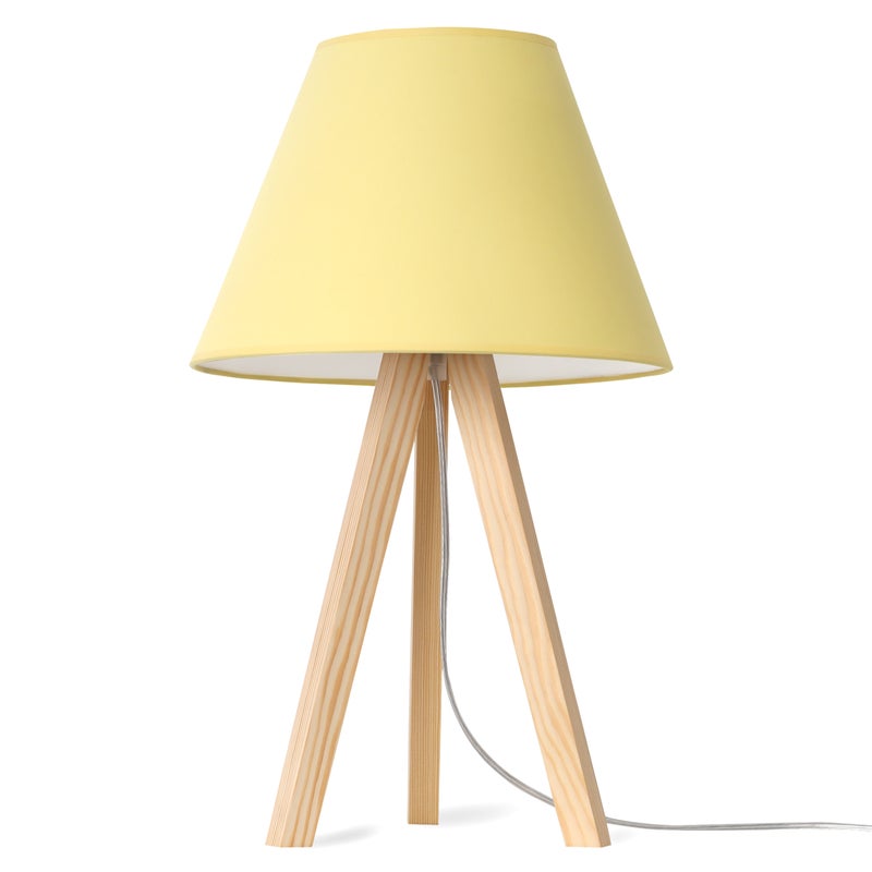 Lampa nocna stołowa Pastel trójnóg naturalny 1xE27 abażur żółty Light Home LH