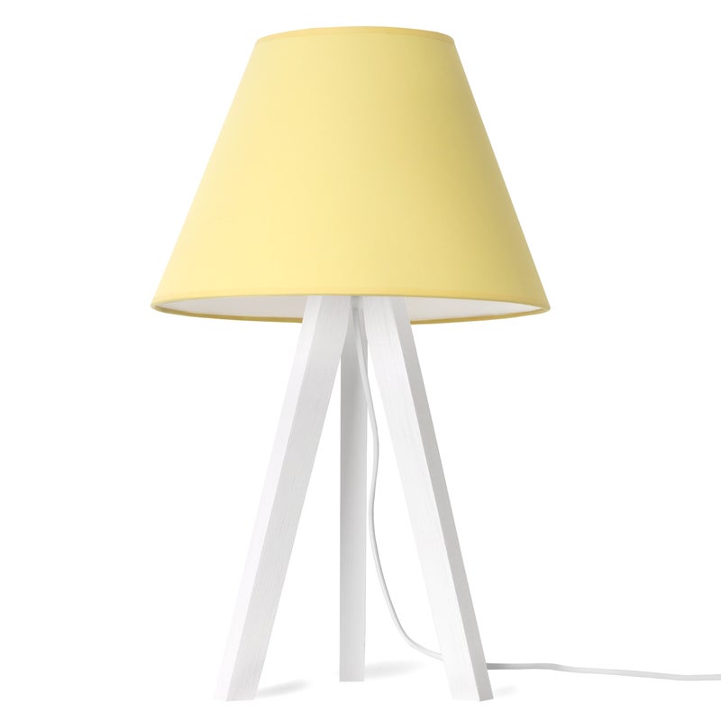Lampa nocna stołowa Pastel trójnóg biały 1xE27 abażur żółty Light Home LH