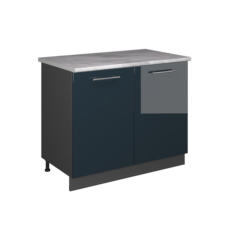Vicco Szafka pod zlew Fame-Line, Ciemnoniebieski wysoki połysk/Antracyt, 100 cm, BP Marmur