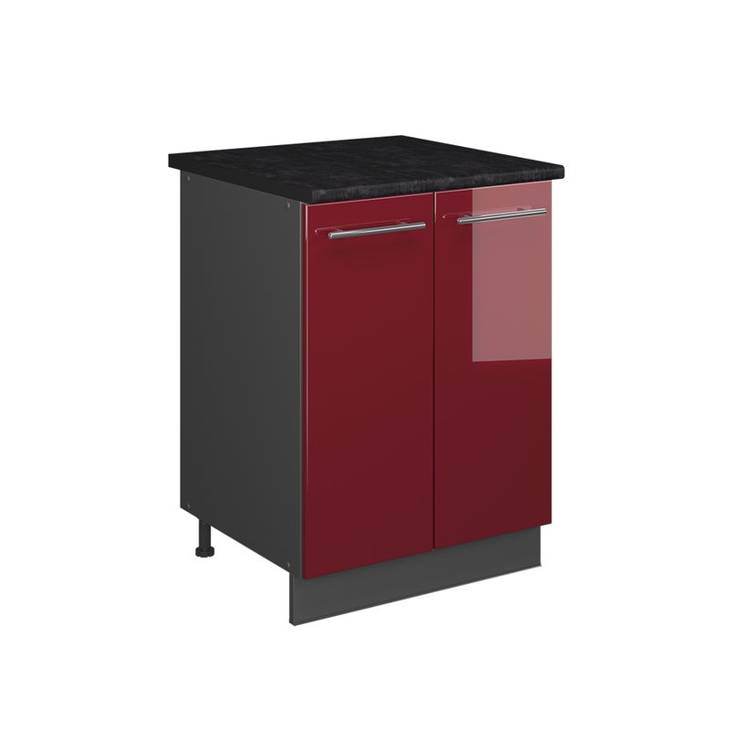 Vicco Szafka pod zlew Fame-Line, Bordowy wysoki połysk/Antracyt, 60 cm