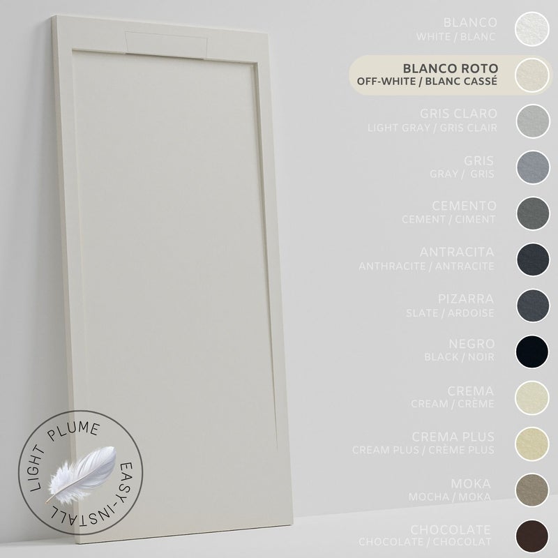 SOULHOME Lekki Brodzik z Żywicy tekstura Łupka – złamana biel- 100X70- Niski 3cm– Elegancki SAME