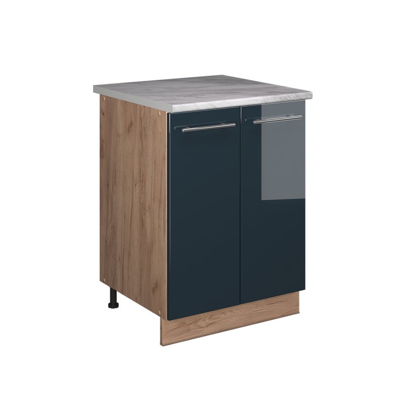 Vicco Szafka pod zlew Fame-Line, Ciemnoniebieski wysoki połysk/Dąb goldkraft, 60 cm